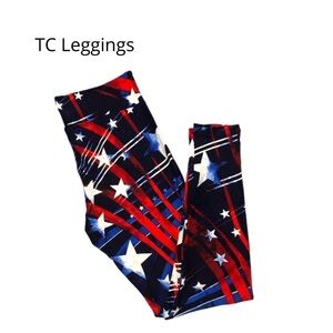 LuLaRoe Women's Starry Night Leggings - Red, White, Blue